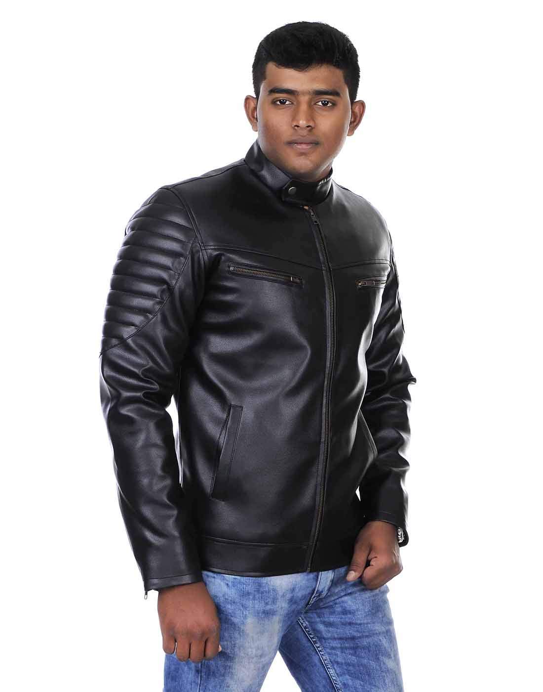 Nnf Pu Faux Leather Jackets For Men Large Black Desertcart INDIA - Main Image