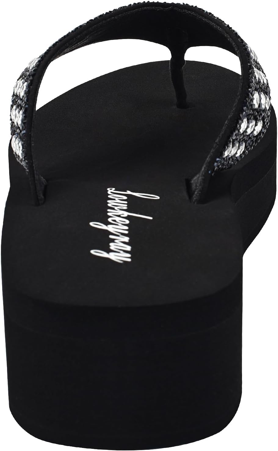 Lowkeyray Wedge Flip Flops for Women Rhinestone Comfortable Sandals - Image 5