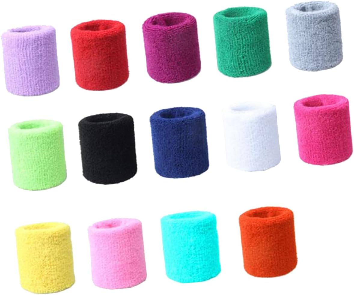 14pcs Sweat Absorbent Wrist Protector Solid Wristbands Wristband Wrist Sweatbands for Carpal Tunnel Sports Accessory