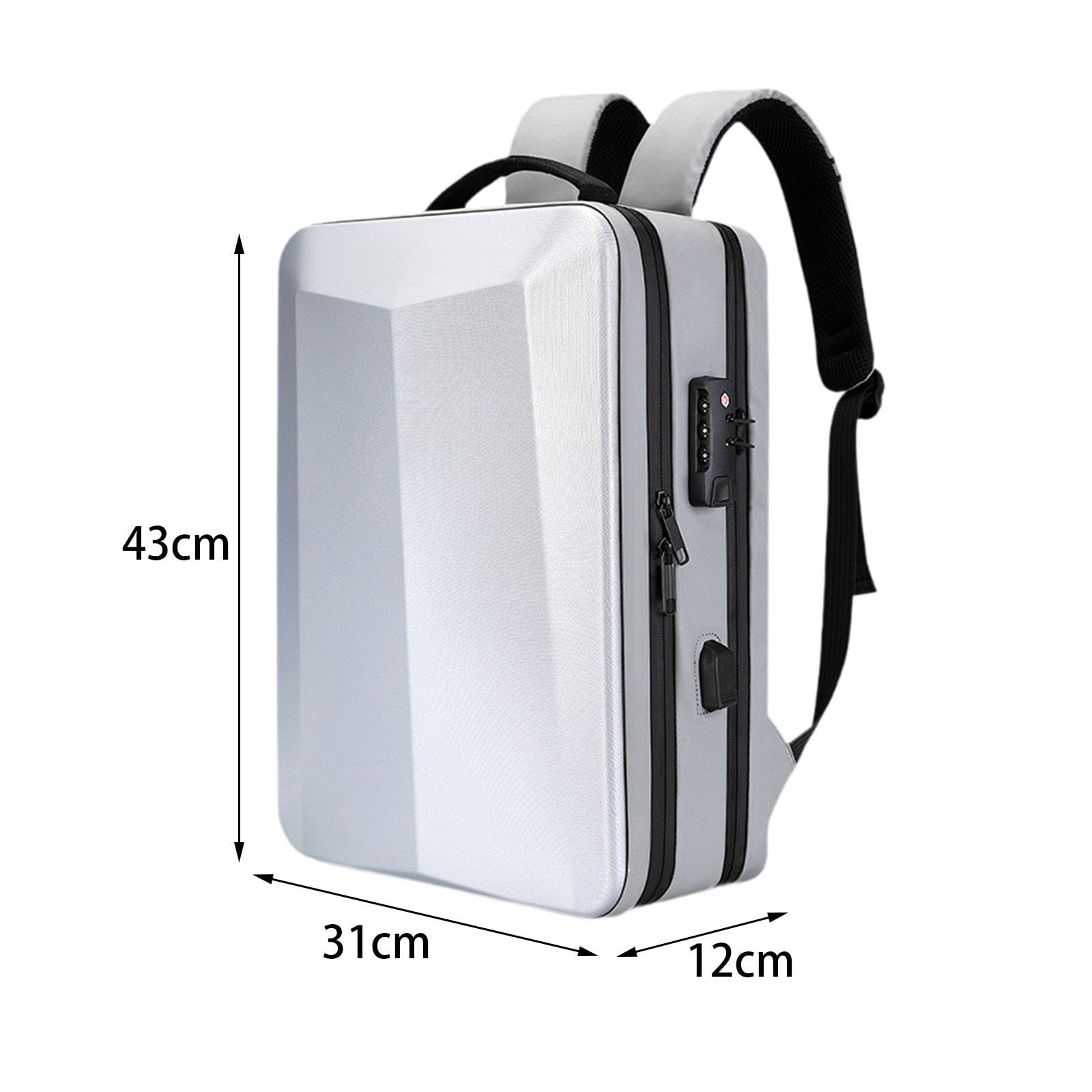 Zaino per Laptop con Rigido, Ideale per Il Gaming E I Viaggi, Argento 15 Pollici