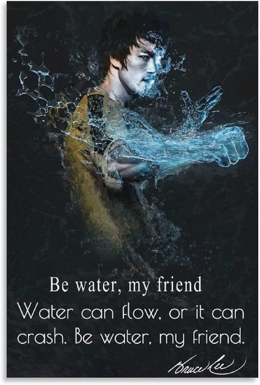 Kung Fu King Li Poster Inspirational Quote Be Water,My