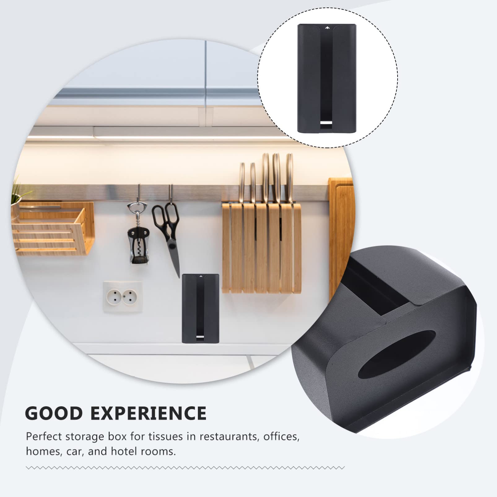 Healifty Caja de Pañuelos Magnética Soporte Colgante Multifuncional de Acero al Carbono Negra para Refrigerador, Cocina, Oficinas y Habitaciones de Hotel