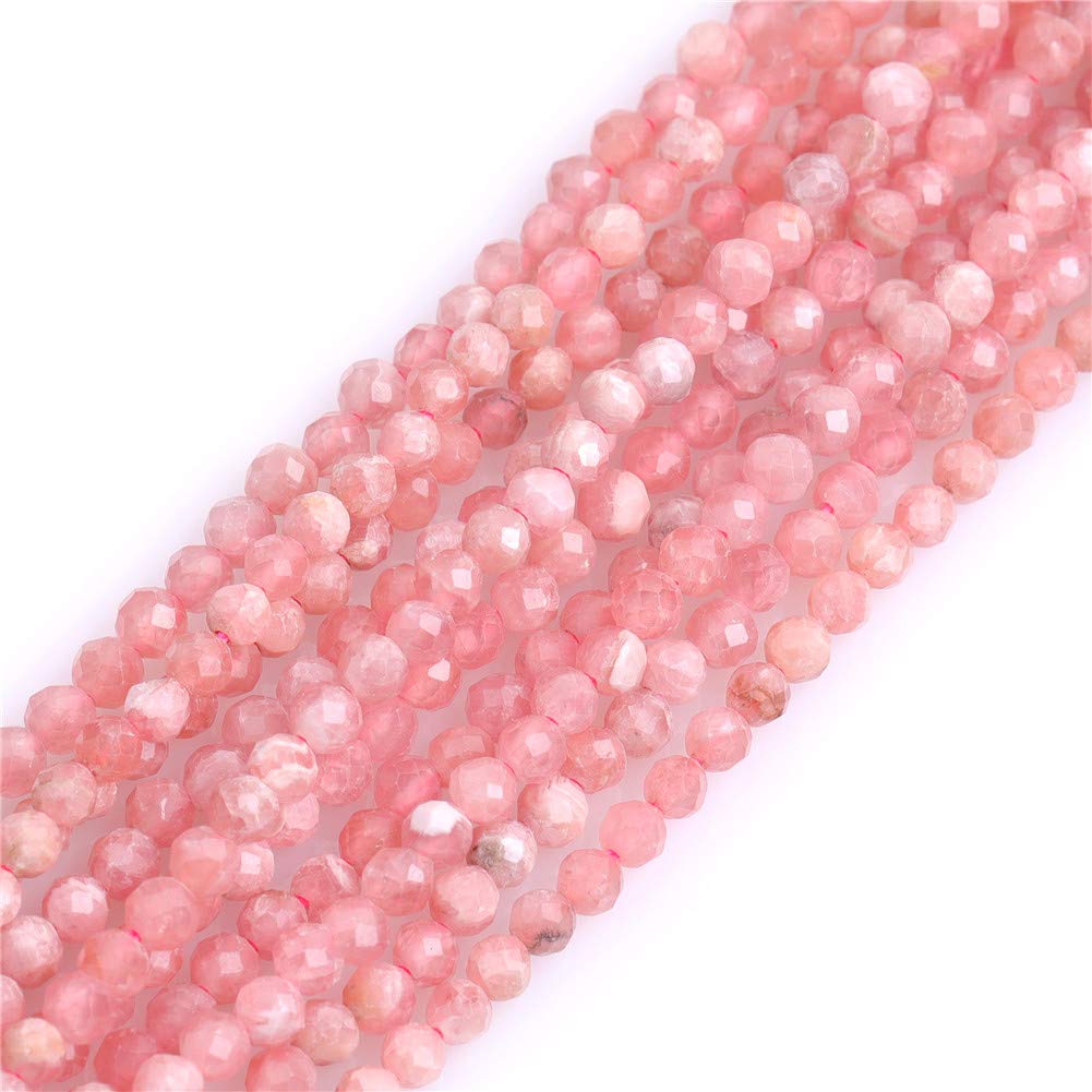 Rhodonite naturelle perles rondes facettées AAA 3mm pour bijoux fins