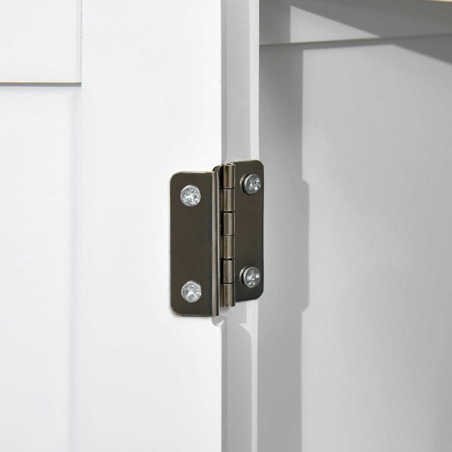 White MDF Living Room Cabinet with Adjustable Shelving