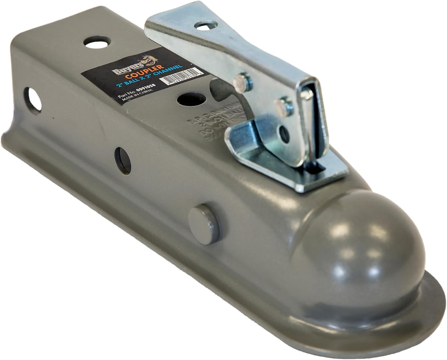 Buyers Products 0091058 Straight Tongue Trailer Coupler for 2-Inch Channel, 2-Inch Hitch Ball, 3,500 MGTW, Class 2, Primer Finish, No Mounting Holes