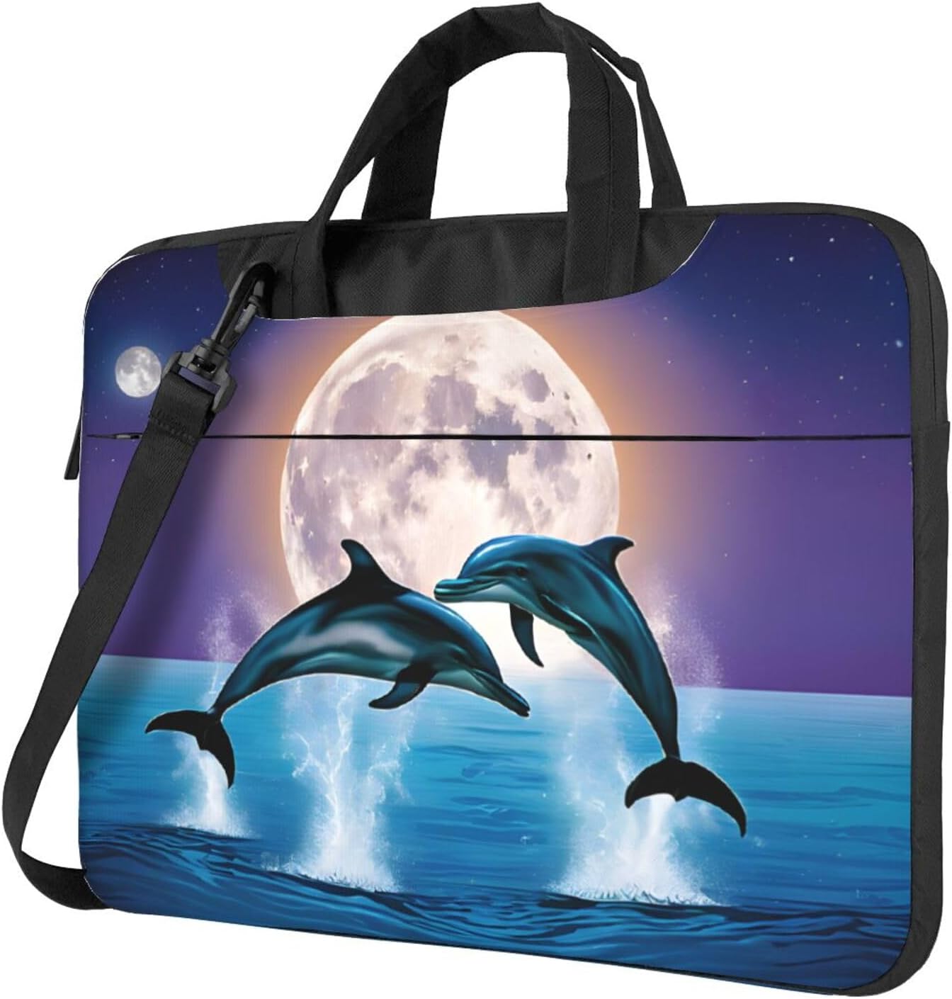 Slim Laptop Case with Strap Laptop Tote Bag Computer Messenger Bag Travel Essentials - Cute Dolphins