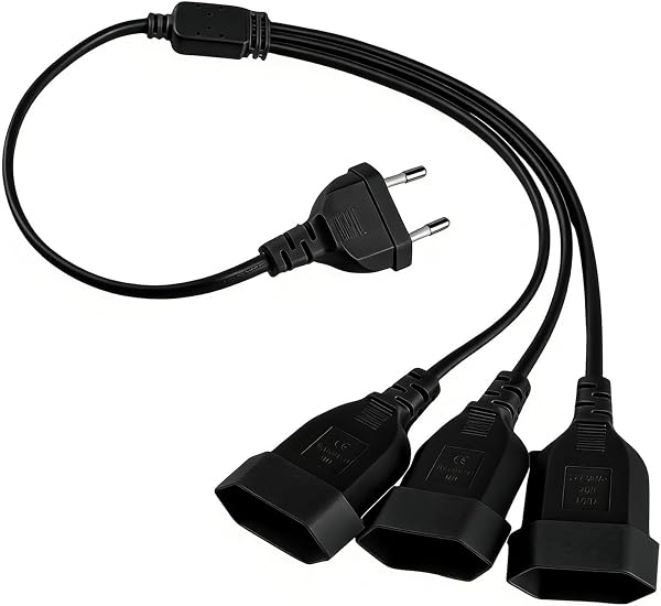 Prolunga Piatta 3 in 1 Prolunga Spina Piatta 250 V/2.5 A per Elettrodomestici TV PC Monitor Proiettore Casa Ufficio (50 cm/Nero) - 1