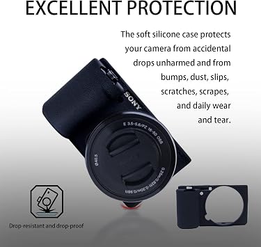 Easy Hood ZV-E10 Camera Case, Soft Silicone Rubber Protective Cover Skin for Sony ZV-E10 ZVE10 Digital Camera, Slim Fit Body Skin DSLR Camera Sleeve Protection (Black)