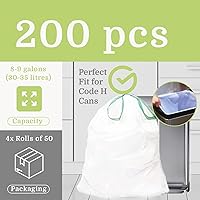 Vista 4 de Bolsas de basura compatibles con Simplehuman Code H, 200 unidades, ecológicas, con cordón blanco, fabricadas en los Estados Unidos con un 70%
