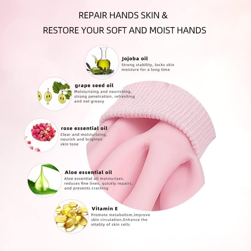 Lumevo Moisturizing Gloves for Women & Men β Silicone Spa Gel Hands, Soft Exfoliating & Hydrating Gloves for Cracked Hands, Cuticles, Rough & Dry Skin, Repairing Dead Skin (Multi-Color) 4