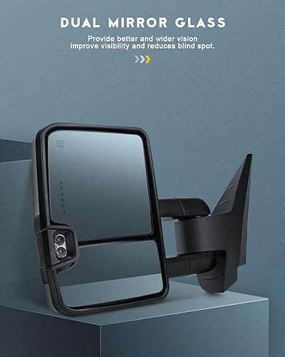 Miniatura 2 de OCPTY Un par de espejos de remolque de repuesto para Chevrolet Silverado 2007-2014 para GMC Sierra (07 para nuevo cuerpo), espejos de remolque de