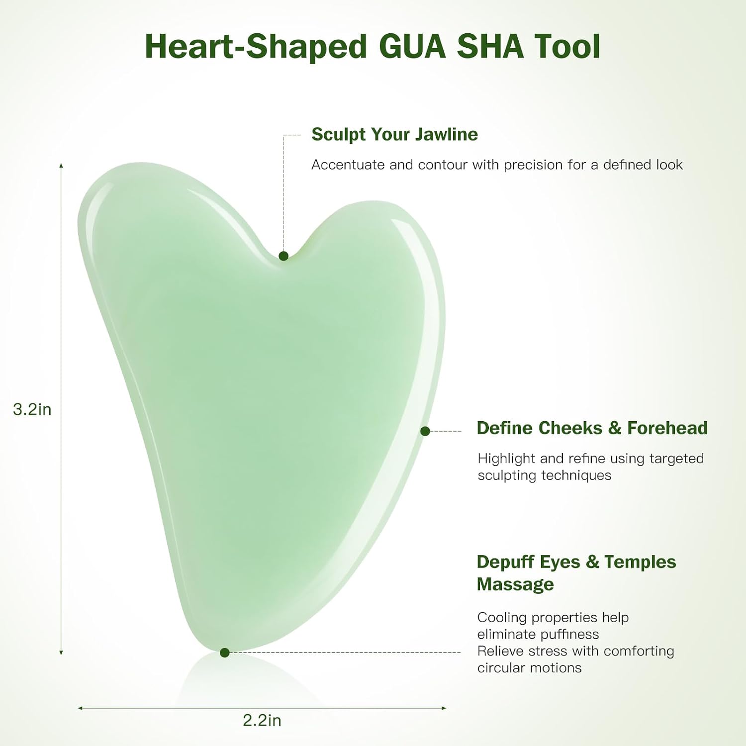 airogym Jade Stone Gua Sha Massage Tool Set Larger Guasha Board with Handle, Jade Stone Guasha Scalp Comb, Muscle Scraping Massage Tools