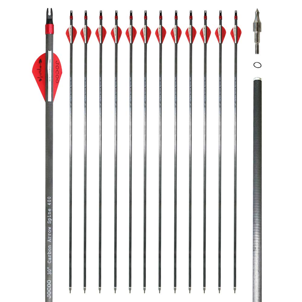 Buy Jocoo 12 Pack 30 Inch Carbon Arrows, Hunting and Target Practice