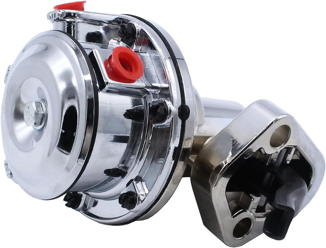SBC Chrome Mechanical Fuel Pump 6 PSI 1/4” NPT Inlet/Outlet Compatible with Chevy SB 262-400,V8 Engine