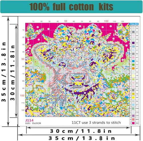 image for WUSARPLY Cow Stamped Cross Stitch Kits - Flower Counted Cross Stitch K
