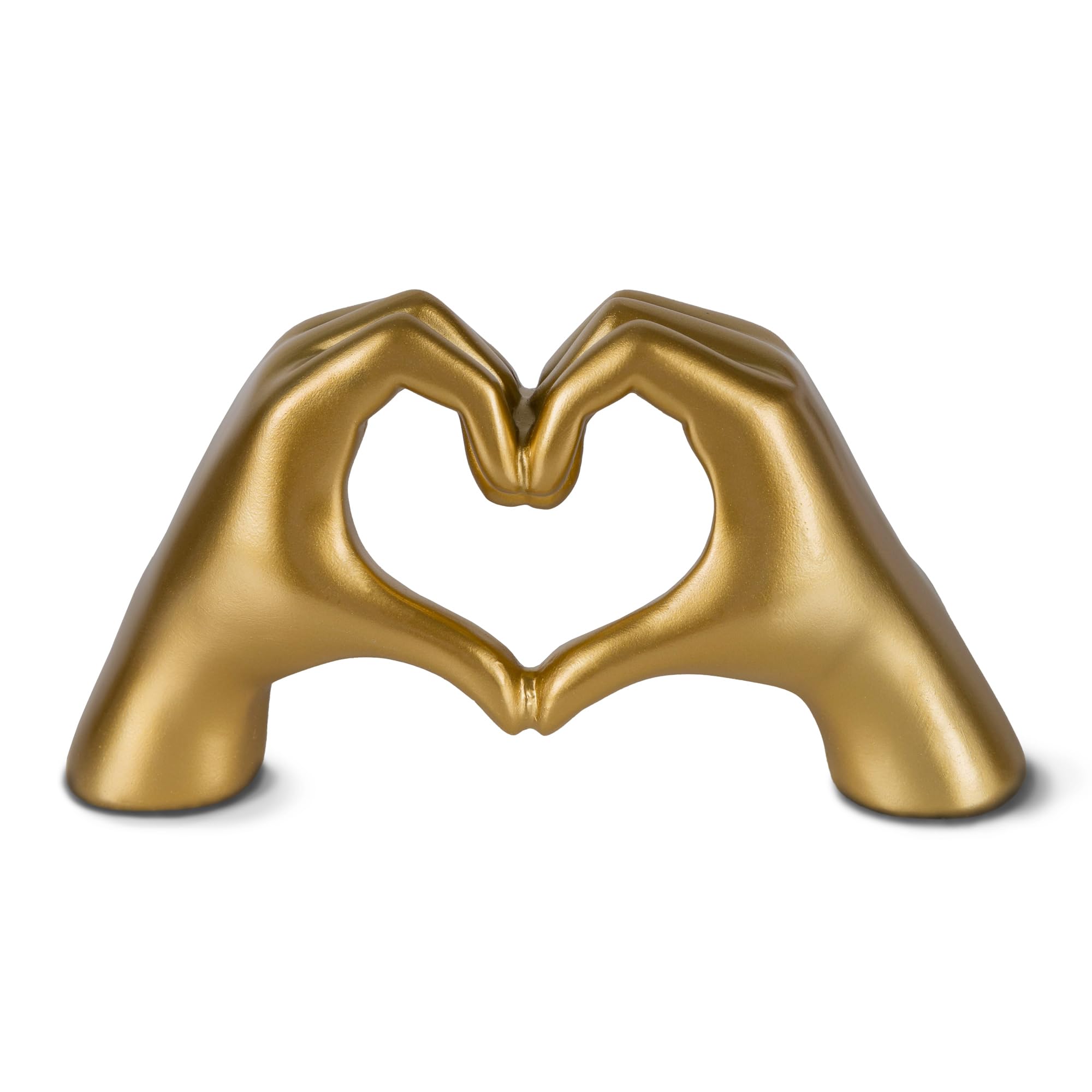 greafy Escultura decorativa de mano y corazón para salón y dormitorio, forma de corazón, estatua de mano, boda, pareja, madre, abuela, color dorado