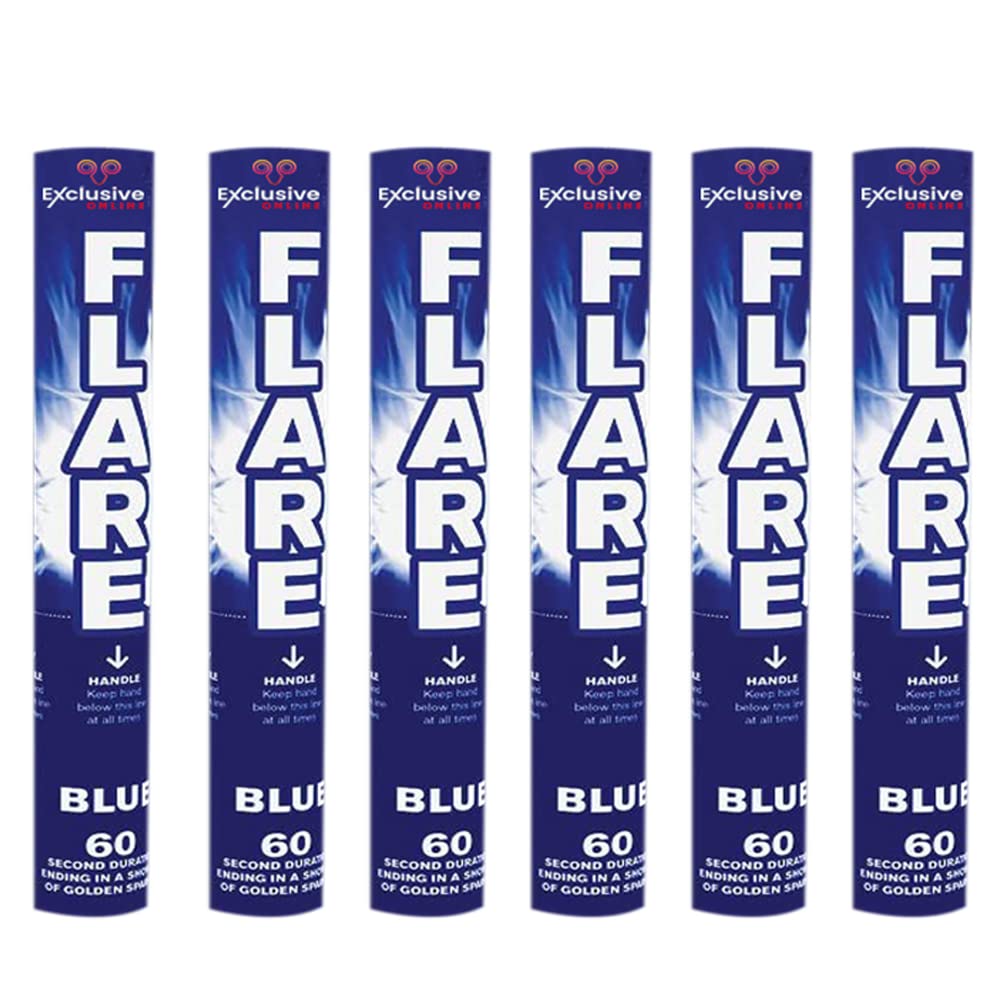 EXCLUSIVE ONLINE Pack of 6 Hand held Flares for Paintball, Weddings, Photoshoots & Special Effects (Blue)