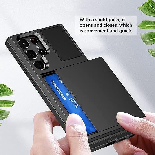 Miniatura 2 de Funda para Samsung S22 Ultra Funda tipo cartera con tarjetero Shell Wallet Case Slide Cover Dual Layer Hard PC Soft TPU Rubber Cover Funda para