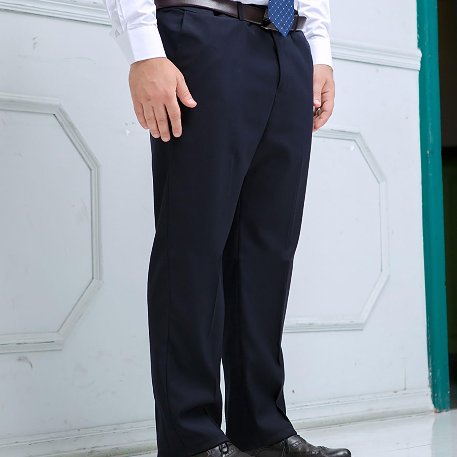 Pantalones De Traje Para Hombre, Para Tallas Grandes Y Altas, Pantalones De Traje De Boda De Corte Clásico Y Corte Plat, Pantalones De Vestir Ligeros De Estilo Ejecutivo