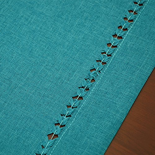 Grelucgo Handmade Hemstitch Teal Table Runner, Rectangular 14 By 90 Inch #TOP3