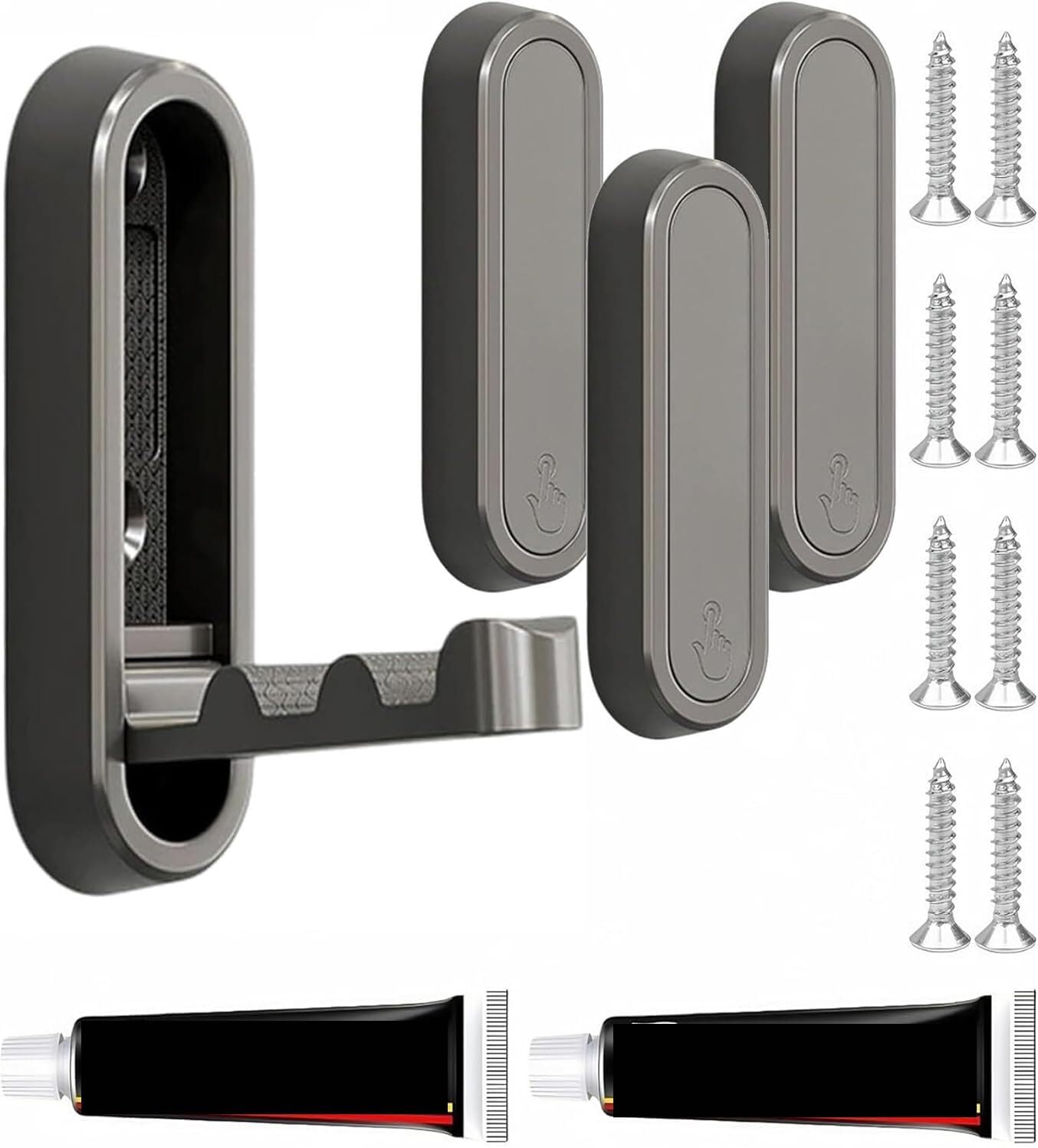 4PCS Foldable Wall Hooks - Space-Saving Metal Folding Hooks for Bathroom, Kitchen, and More - for Towels, Coats, Bags(Gray)