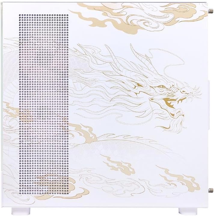 SEGOTEP Endura Pro- Special Loong Edition- Full View Dual Tempered Glass - Detachable Panels - ATX Gaming Mid Tower Computer Case - 3 PWM Fans Included-Dragon Art Design - White
