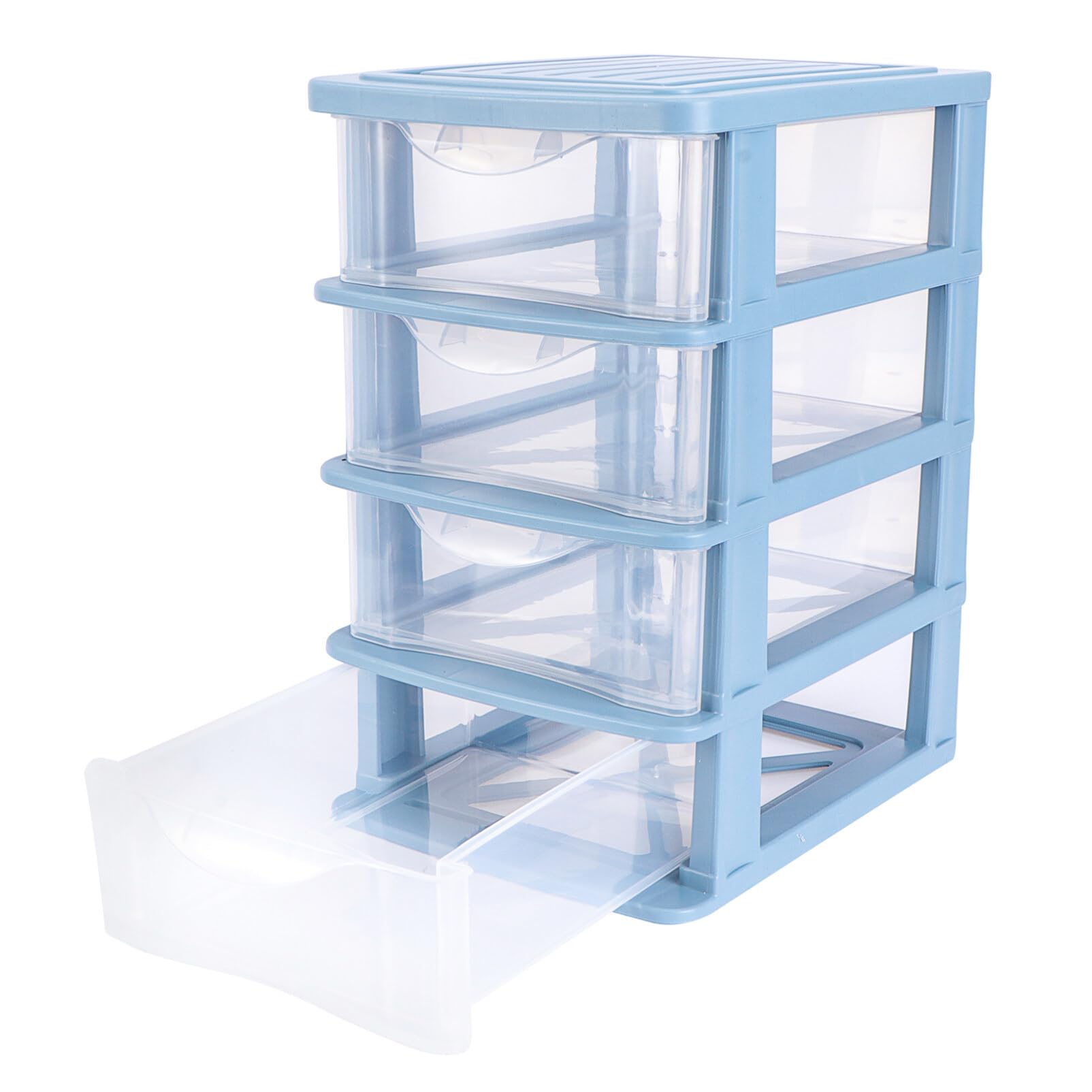 Boîte de Rangement à Tiroirs en Plastique Bleu, 3 Tiroirs