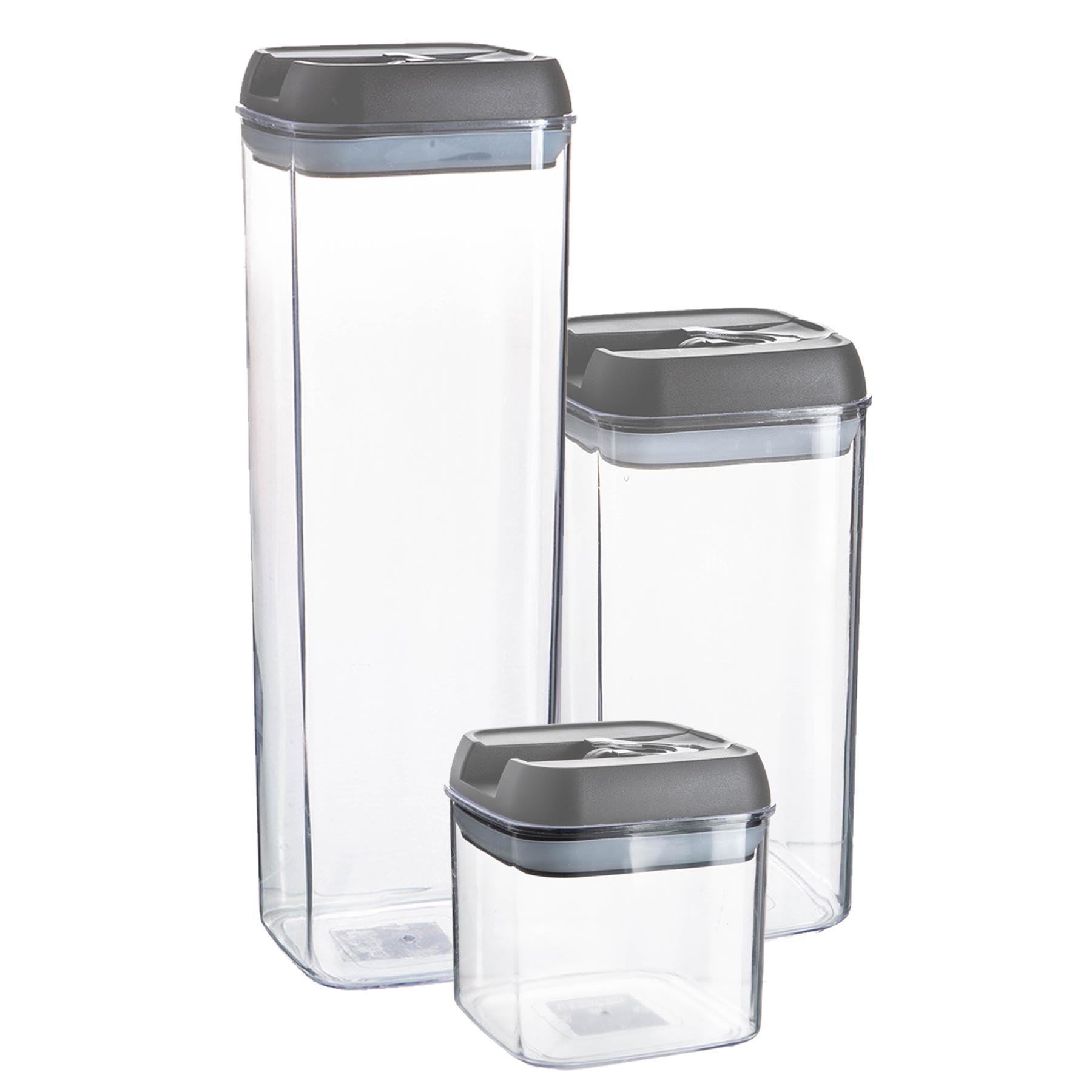 Argon Tableware Grey Argon Table Food Storage Containers With Airtight Flip Lock Lids - Sizes - Plastic Storage Tubs Tupperware Pantry Food Organiser For Cereal, Oats, Sugar, Coffee, Biscuits, Tea Size 3