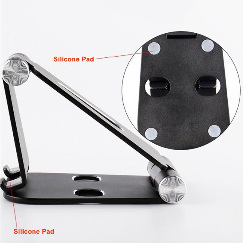 iMagitek Portable Universal Dual Foldable Adjustable Cell Phone Desk Stand Tablet Stand Compatible with Phone 11 Pro Xs Max Xr X 8 7 6 6s Plus and 4-7 Inch Devices (Black)