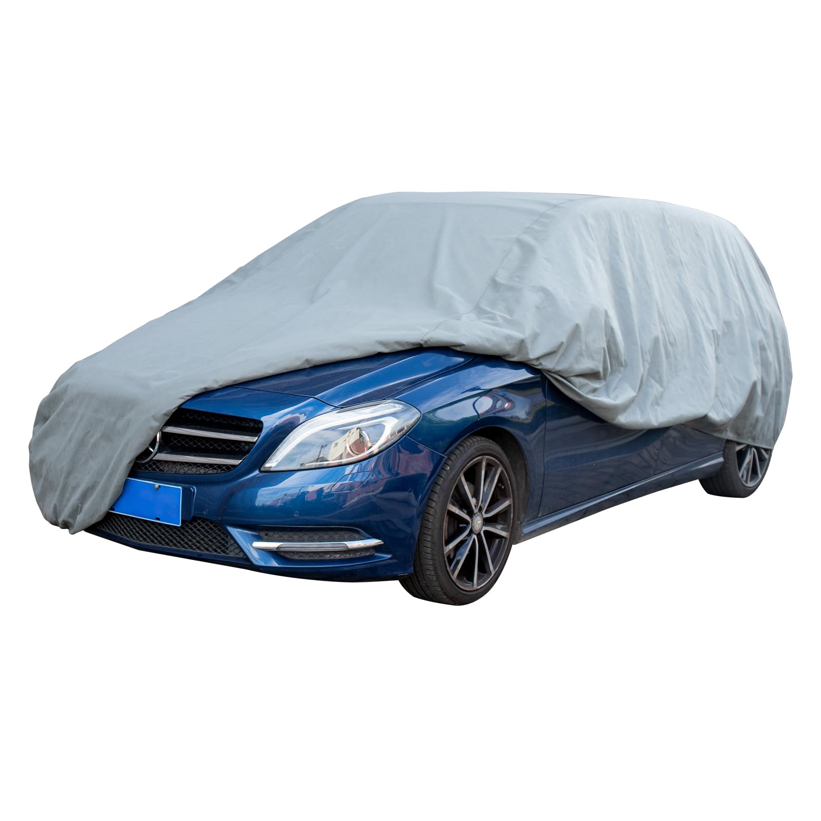 Leader Accessories Full Car Cover Basic Guard 3 Layers UV Protection Breathable Vehicle Cover Universal Fit (Hatchback-165"x70"x60",Grey,Indoor)