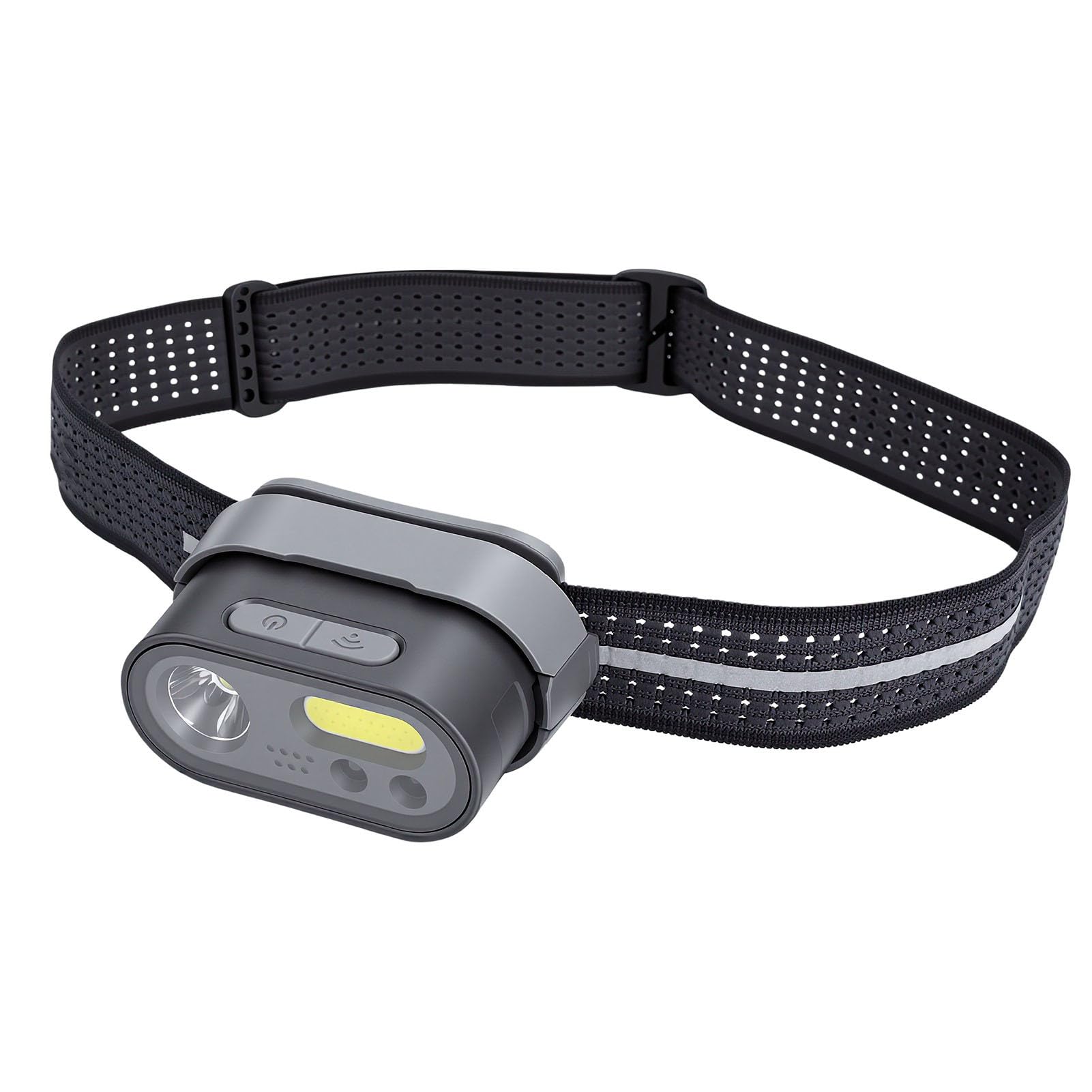 2er-Pack Wiederaufladbare LED-Stirnlampe für Camping, Wandern, Laufen, Bewegungssensor, 8 Lichtmodi, Ladeetui-Design