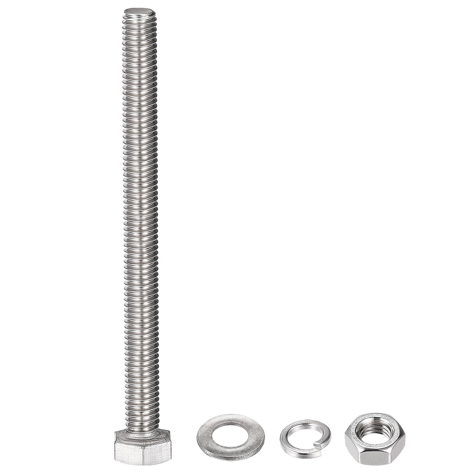 TOP-VIGOR 4Pcs M8 x 90mm Hex Head Screws Bolts, Nuts, Flat & Lock Washers Kits - Image 3