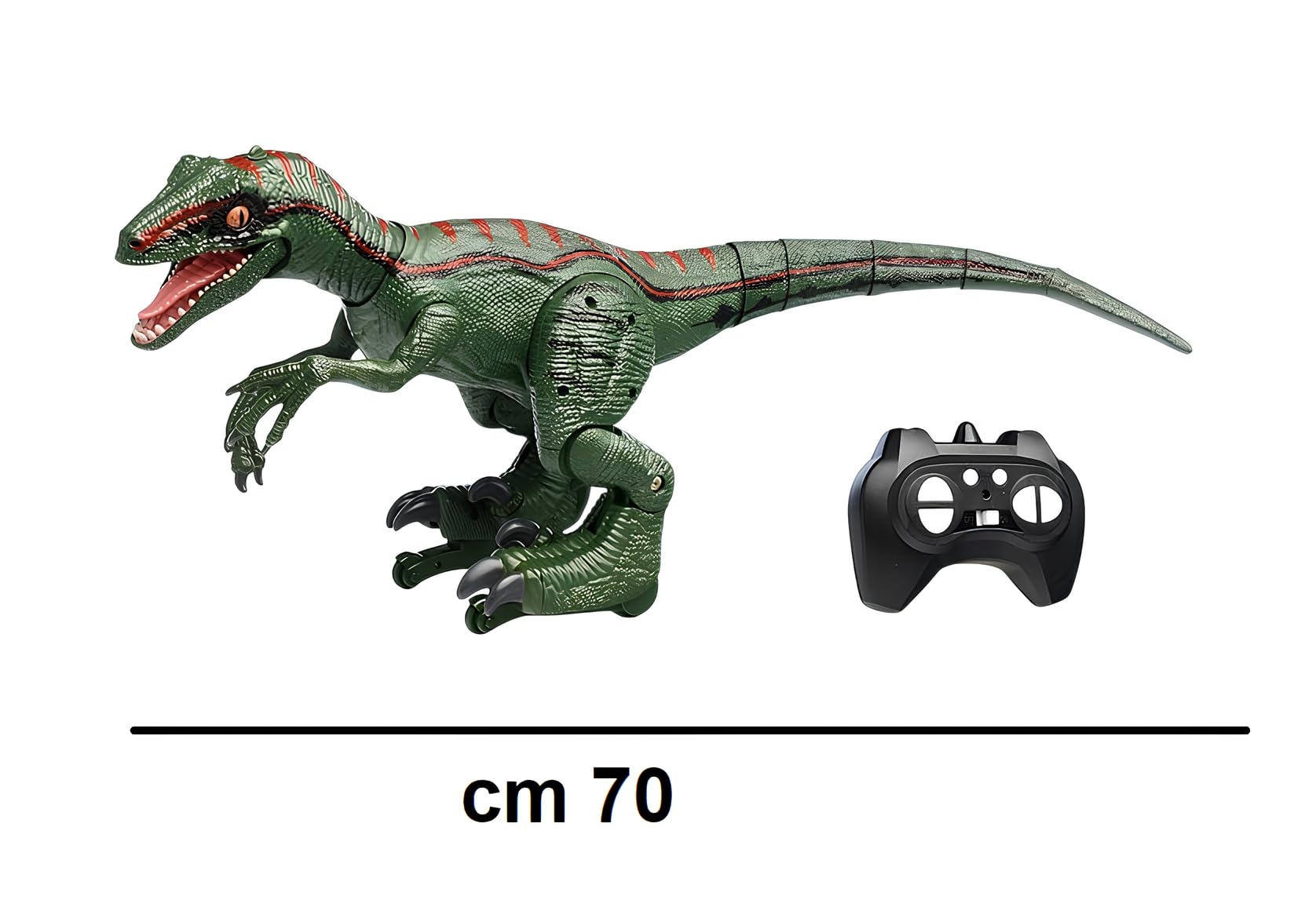 Dinosauro Telecomandato Mega Gigante cm 70 con Effetto Fumo dalla Bocca Luce LED Suoni Reali RC Dinosaur Velociraptor Telecomandato Cammina e Ruggisce Realistico Dinosauro Elettrico Gigante Giocattolo