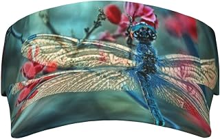 XIXIAN Dragonfly On The Flower Printed Adult Sunscreen Visor Cap Lightweight and Breathable Adult Sun Visor Empty top hat Versatile Outdoor hat Black