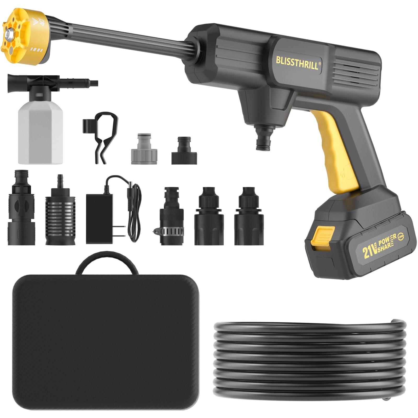Cordless Pressure Washer Battery Powered; 1100PSI 2.4 GPM Portable Cordless Power Washer with 6-in-1 Nozzle, Foam Cannon, 21V Battery&amp;Charger; Handheld Battery Pressure Washer for Home, Car (5028-20)