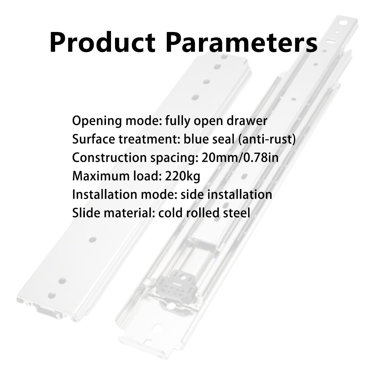 Guide Per Cassetti Industriali Per Impieghi Gravosi Da 3 Pollici Di Larghezza, Binari Cassetti A Estensione Completa, 26 28 30 32 34 36 38 40 42 44 46 48 50 52 54 56 58 60 62 64 66 68 70 72 Pollici(44