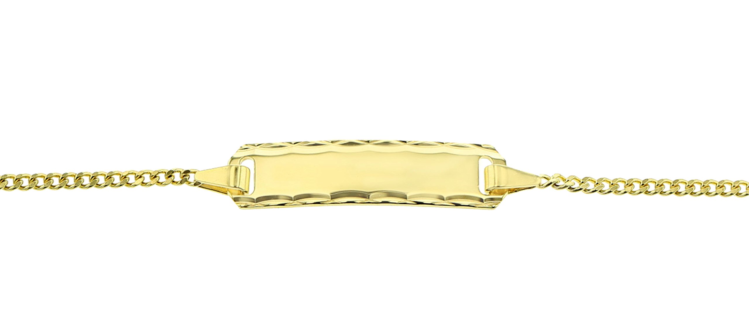 JC Schmuck 585 Gold Baby ID-Armband Kinder Goldarmband 14 cm I Panzerflaches Armband mit Gravur I Gold Namensarmband I Babyarmband mit Namen I Kinderschmuck made in Germany I 5.56549