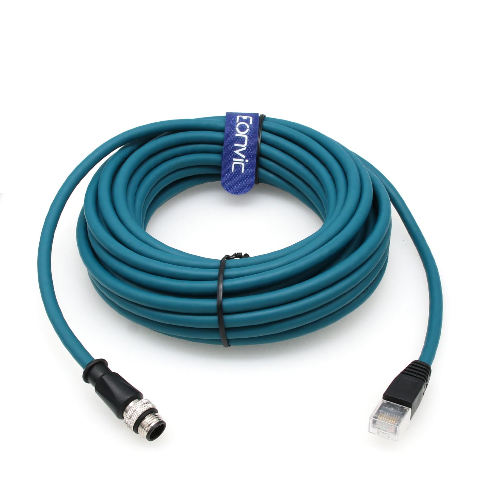 Connecteur de capteur de code A M12 vers RJ45 Ethernet industriel 8 broches Gigabit Ethernet Cat-6 Câble blindé haute flexible pour caméra industrielle Cognex (10 m, bleu)