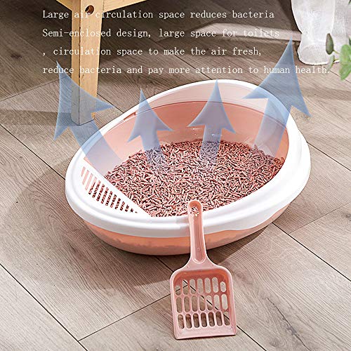 Caixa de vaso sanitário semi-fechada para gatos, redonda, antiampulheta, caixa de areia destacável a