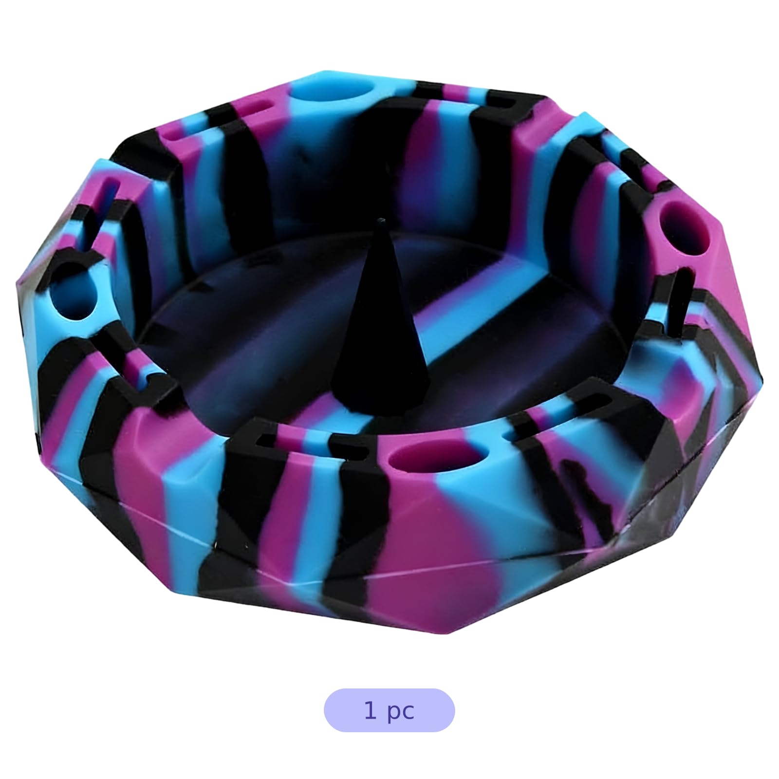 Posacenere in silicone, geometrico portatile, con 8 scomparti, diametro 13 cm, altezza 3,3 cm, per feste, viaggi all'aperto