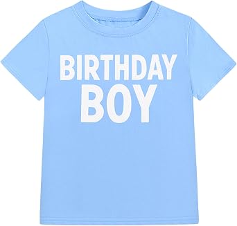 Birthday Boy Shirt Boys 100% Cotton T Shirt Cute Birthday Letter Print Tee Birthday Party Outfit Kids 18M-12Y