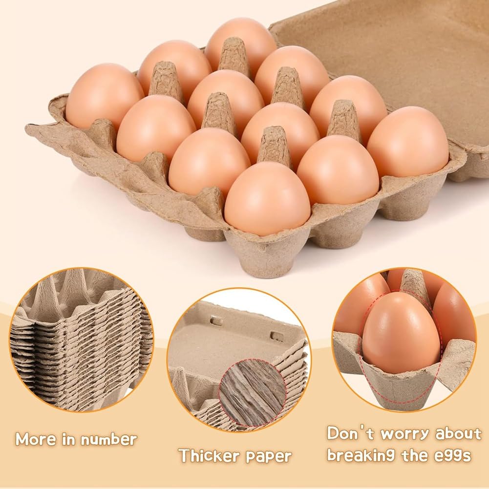 Paquete de 20 Cartones de Huevos, Contenedores de Papel Cuadrados, Bandeja Vacía, Soporte para Huevos