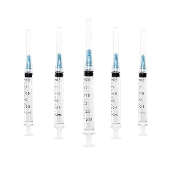 3ml Scientific Lab Syringe with 23Ga 25mm Disposable Individually Wrapped, Pack for 30