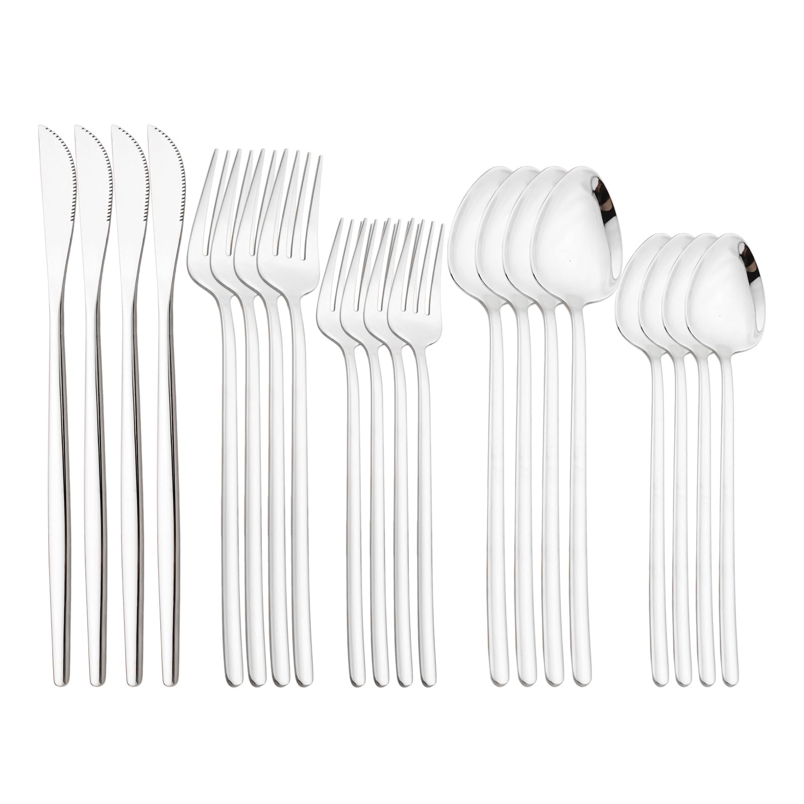 Mirror Silver Cutlery Set 20pcs 18 10 Stainless Steel Dining Tableware Set Include Knife Fork Spoon Service For
