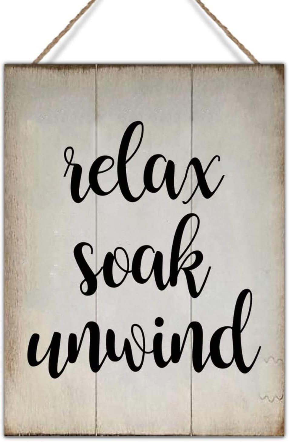 Rustic Wood Sign Wall Decor Inspirational Quotes Scripture Hanging Sign Relax Soak Unwind Wall Art Decor for Living Room Home Decoration 18x24in New Home Wall Decoration Gift