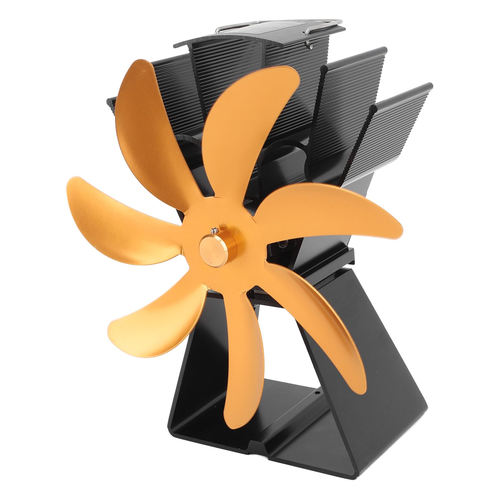 mingzhe Ventilatore per Stufa Alimentato a Calore a 7 Pale Funzionamento Silenzioso Ecologico per Caminetti Domestici Design Compatto in Lega di Alluminio (Oro)