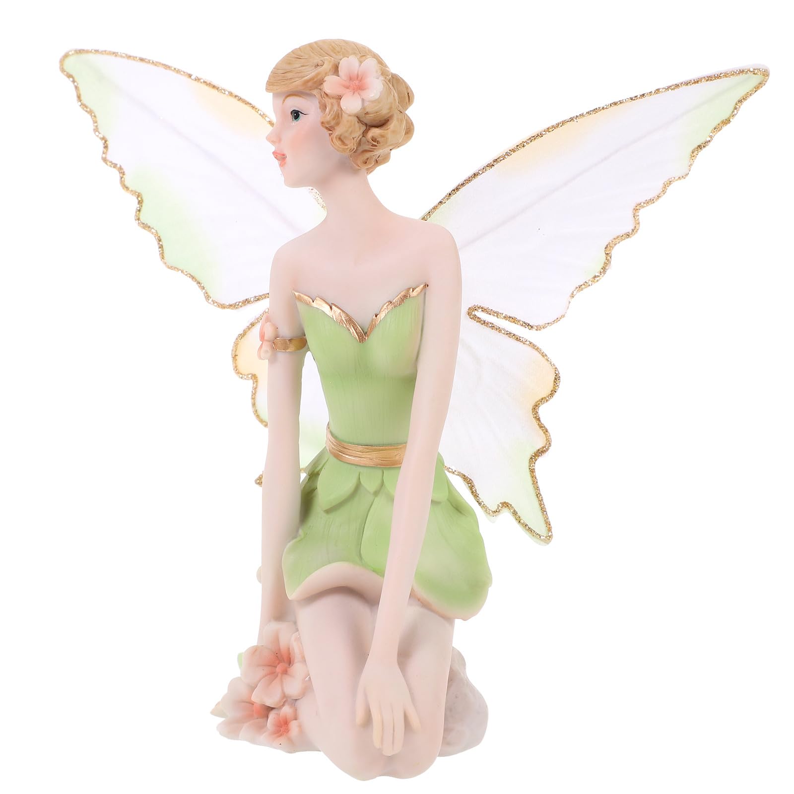 Figura Decorativa de Resina Hada Floral para Jardín y Hogar, Adorno Encantador y Obsequio Adecuado para Cumpleaños y Decoración Exterior