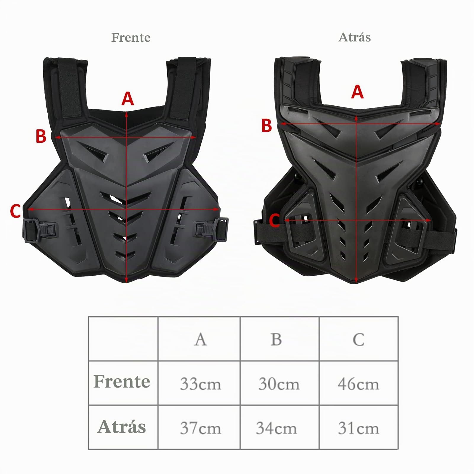 ACAGALA Chaleco de armadura de motocicleta para pecho y espalda, chaleco protector para ciclismo, patinaje, esquí, motocross
