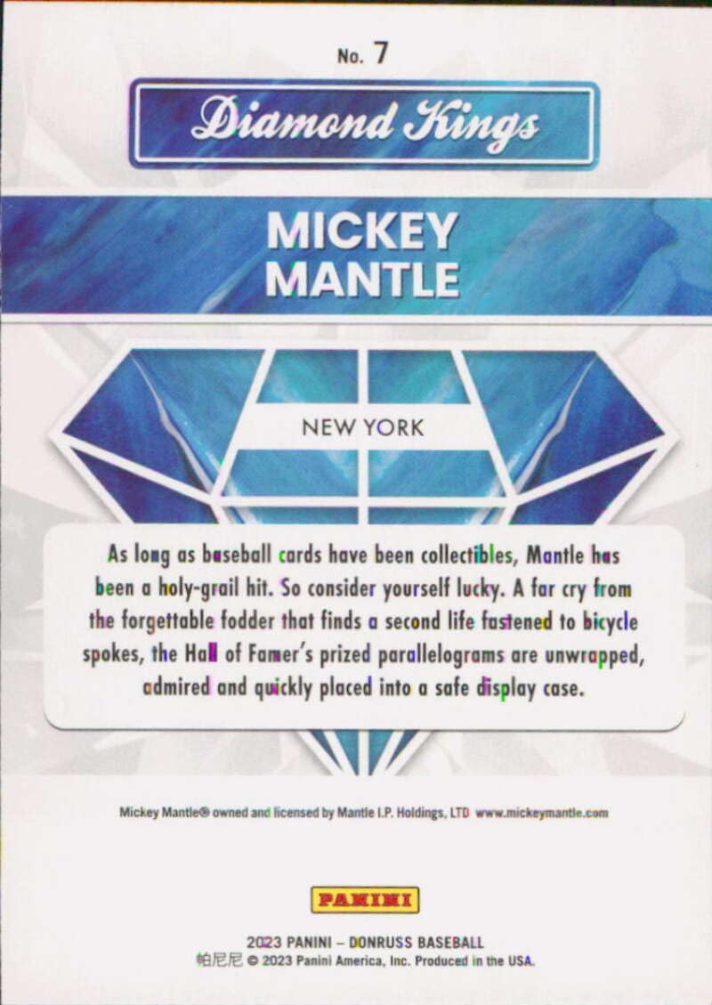 Amazon.com: 2023 Donruss Diamond Kings #7 Mickey Mantle New York