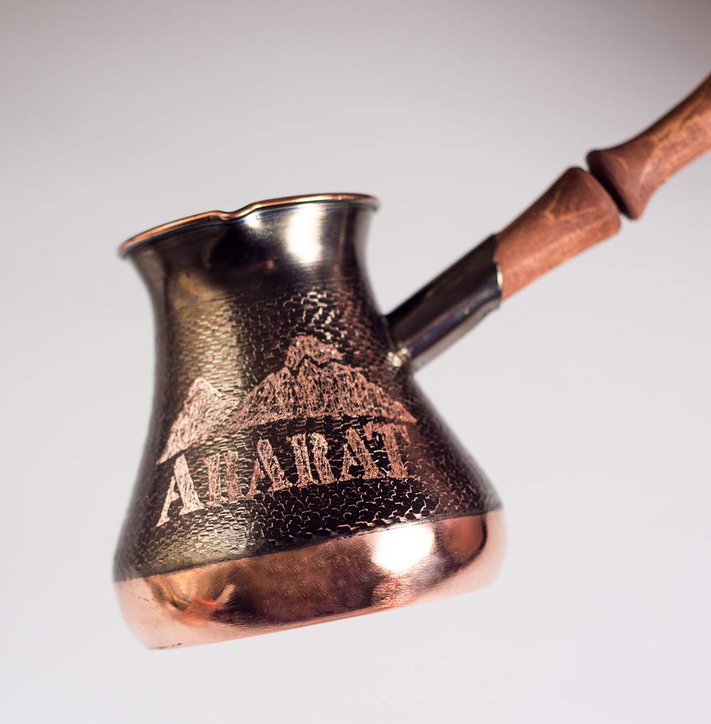 Copper Coffee Pot Maker Ararat emblem, Jazzve, Cezve Ibrik, Armenia Jezve Jazve wooden handle ARMENIAN coffee maker, handmade, turka, personalized